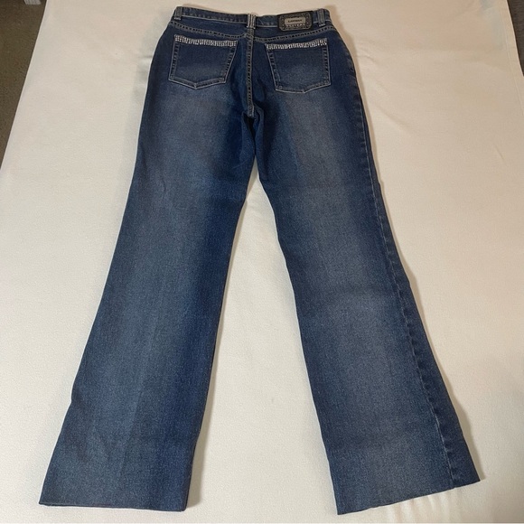LAW MAN Women’s Blue Denim Jeans Flare Studded Waist Size 5 Stretch - Picture 2 of 13